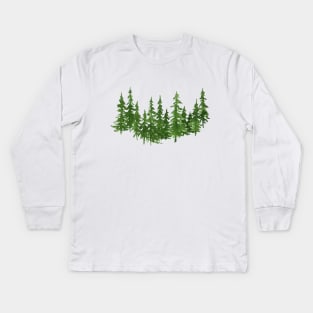 Watercolor pine trees Kids Long Sleeve T-Shirt